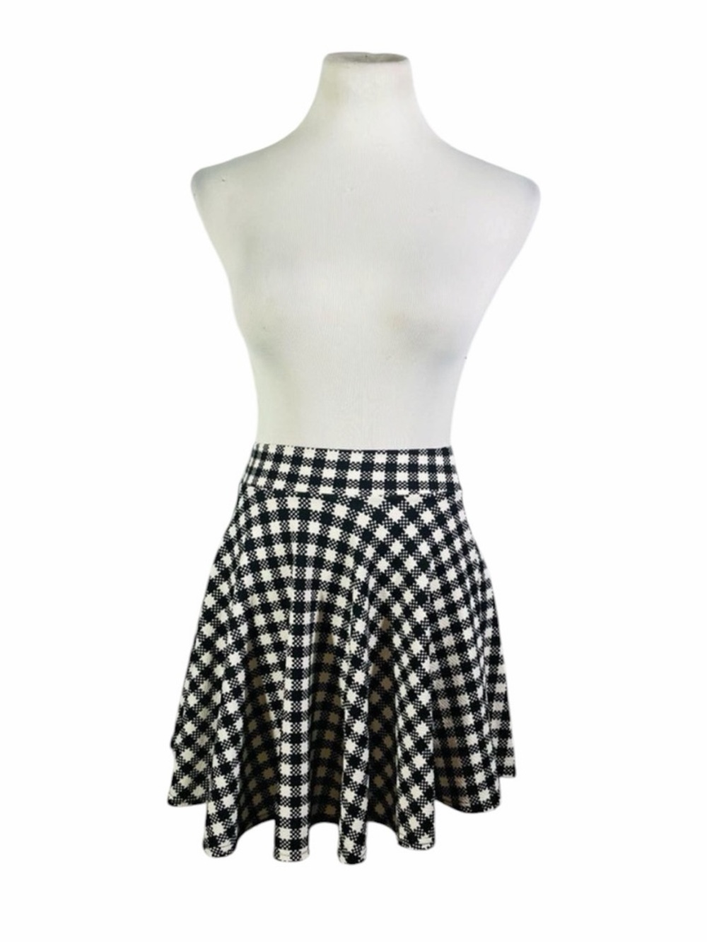 Kathy Black & White Plaid Skater Skirt - Small